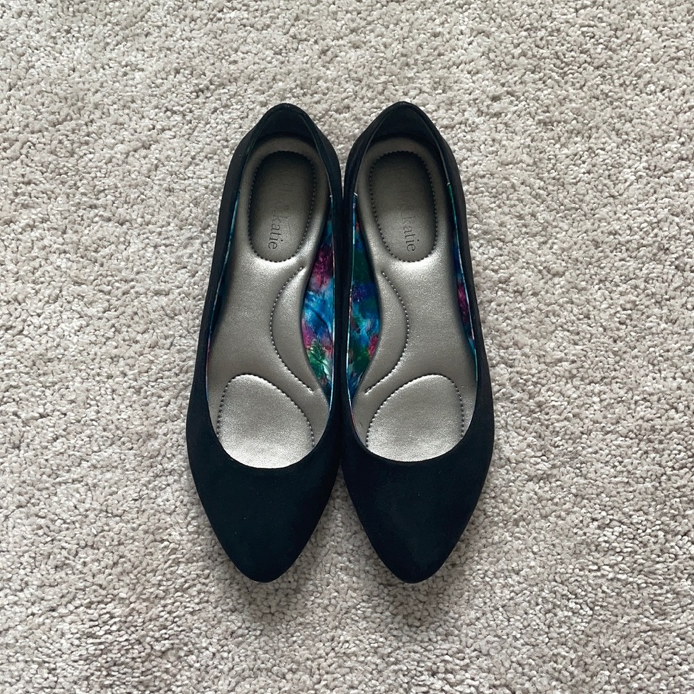 Suede Black Flats